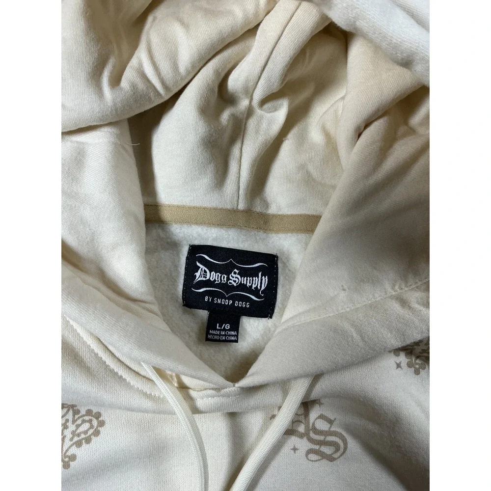 Dogg Supply by Snoop Dogg Mens Cream Tan Paisley Bandana Logo Hoodie Large - Picture 7 of 10
